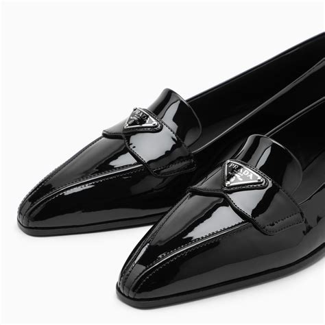 prada black patent loafers woman|Prada pointy toe loafers.